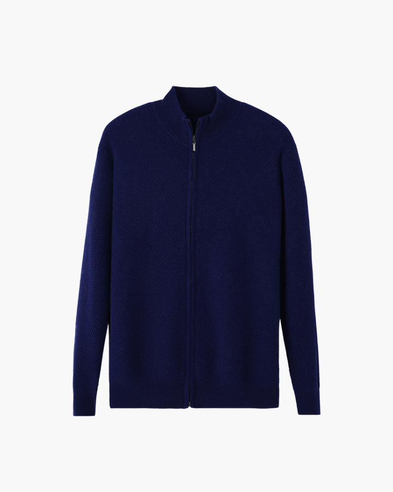 100% Kaschmir Pullover mit Reißverschluss und Stehkragen - Altes Geld
