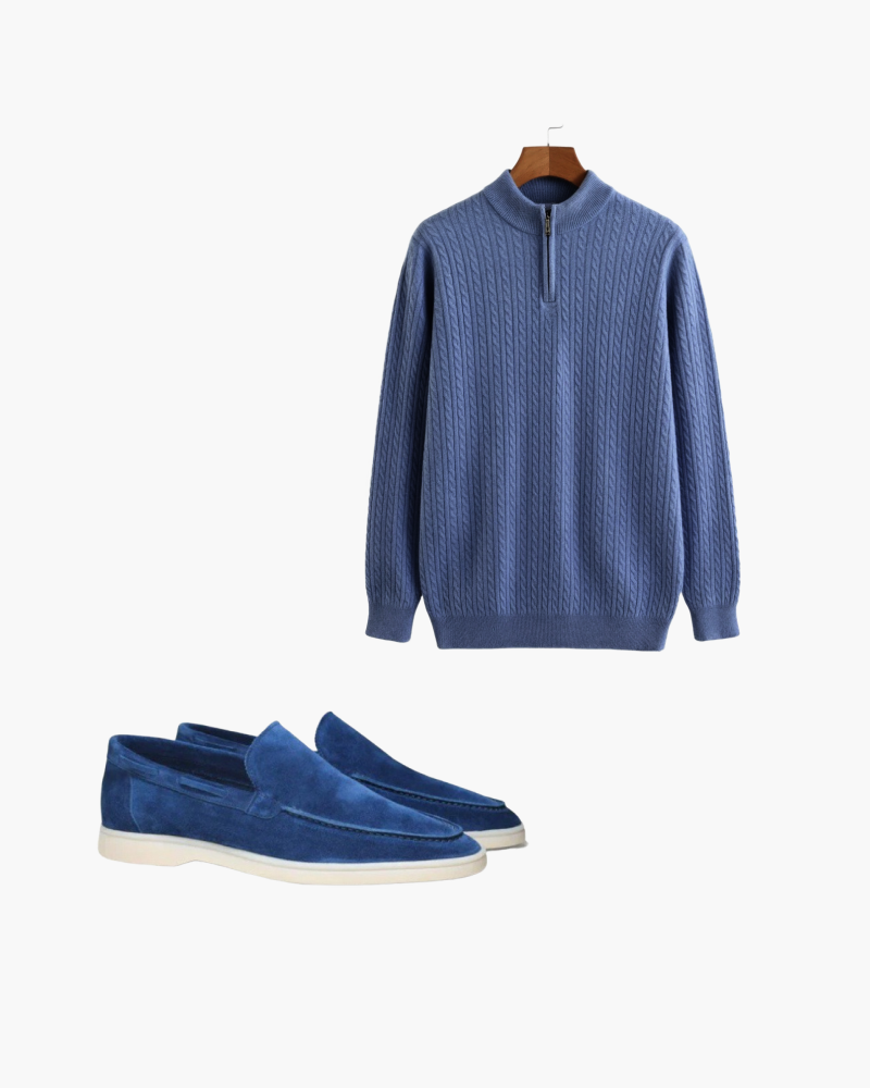 Winter Fit 2 - Premium Kaschmir und Wildleder Blau - Altes Geld