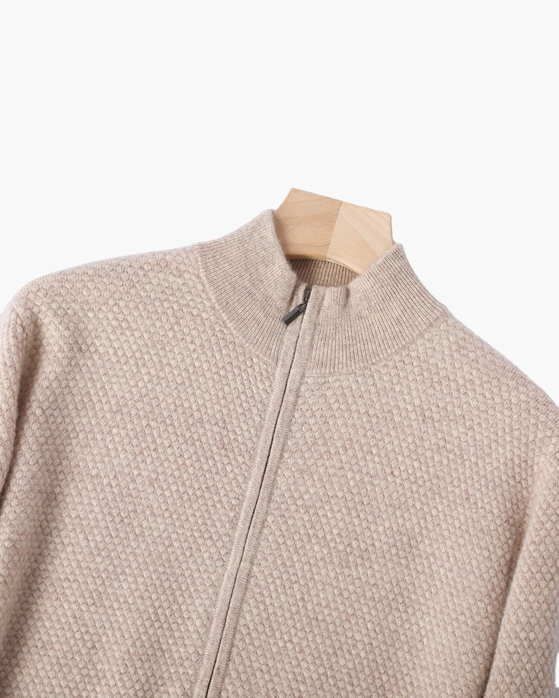 100% Kaschmir Pullover mit Reißverschluss und Stehkragen - Altes Geld
