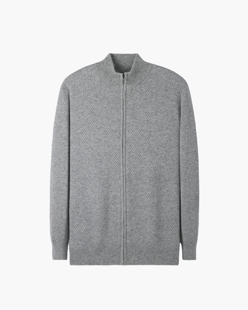 100% Kaschmir Pullover mit Reißverschluss und Stehkragen - Altes Geld