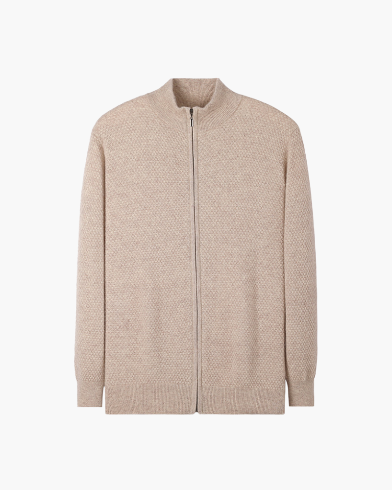 100% Kaschmir Pullover mit Reißverschluss und Stehkragen - Altes Geld