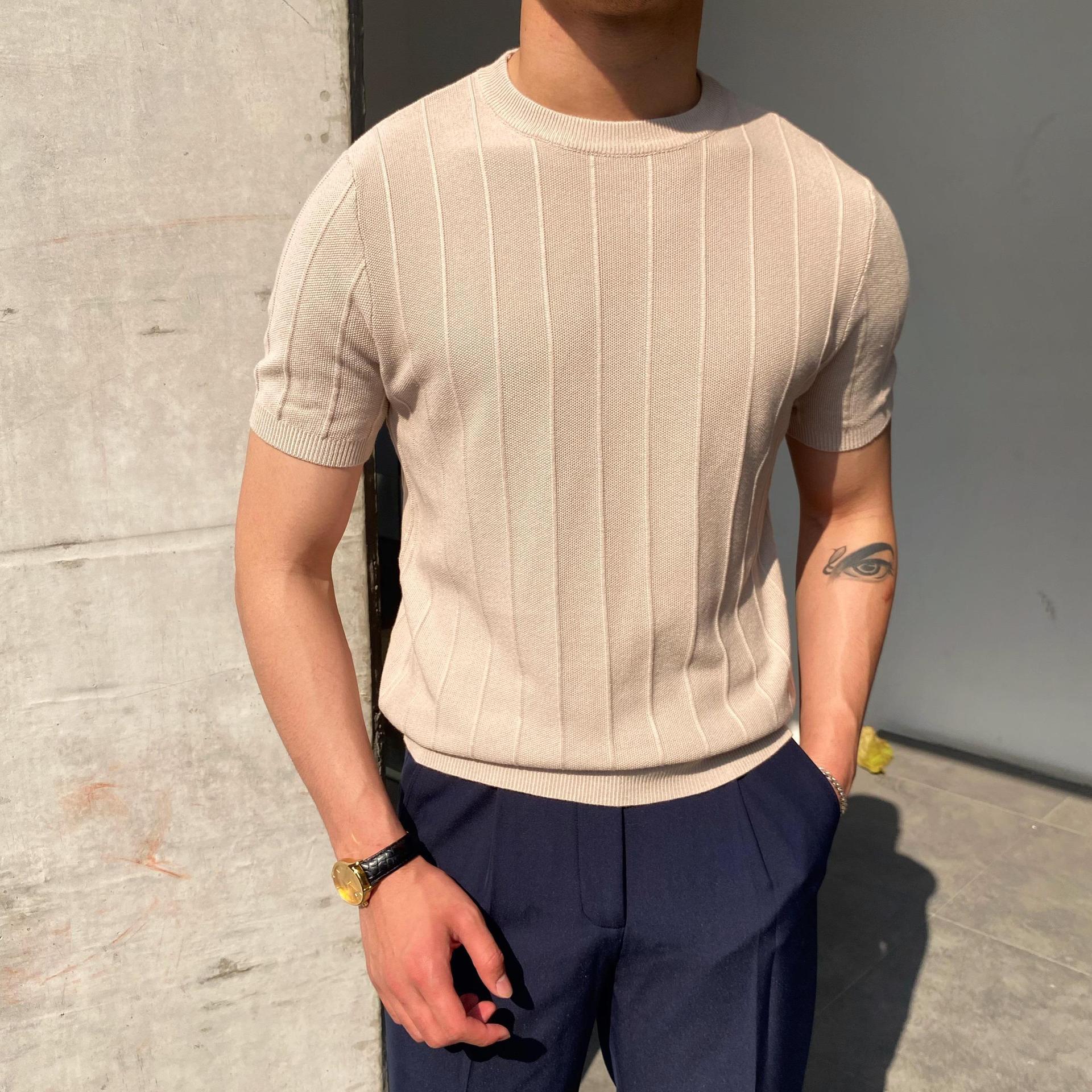 Cannes T-Shirt gerippt - Altes Geld