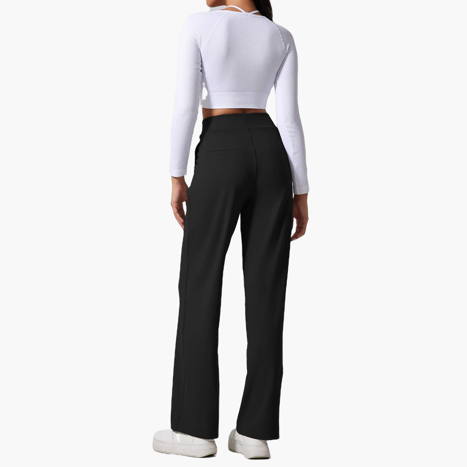 Taillierte High-Waist-Hose mit weitem Bein - Altes Geld