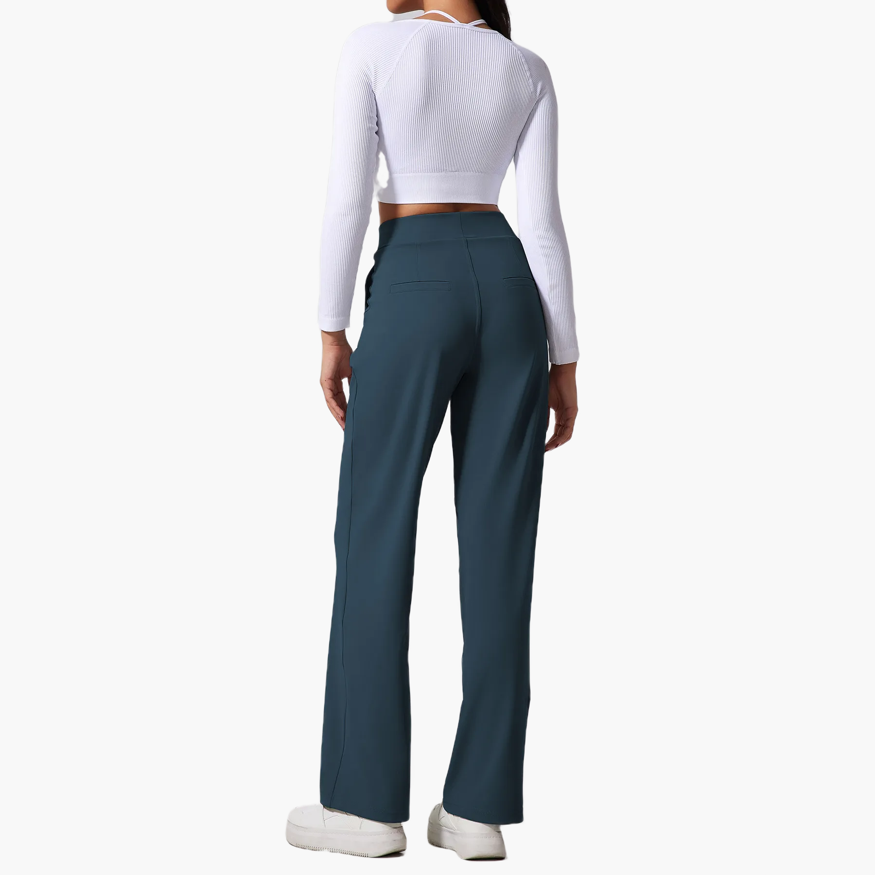 Taillierte High-Waist-Hose mit weitem Bein - Altes Geld