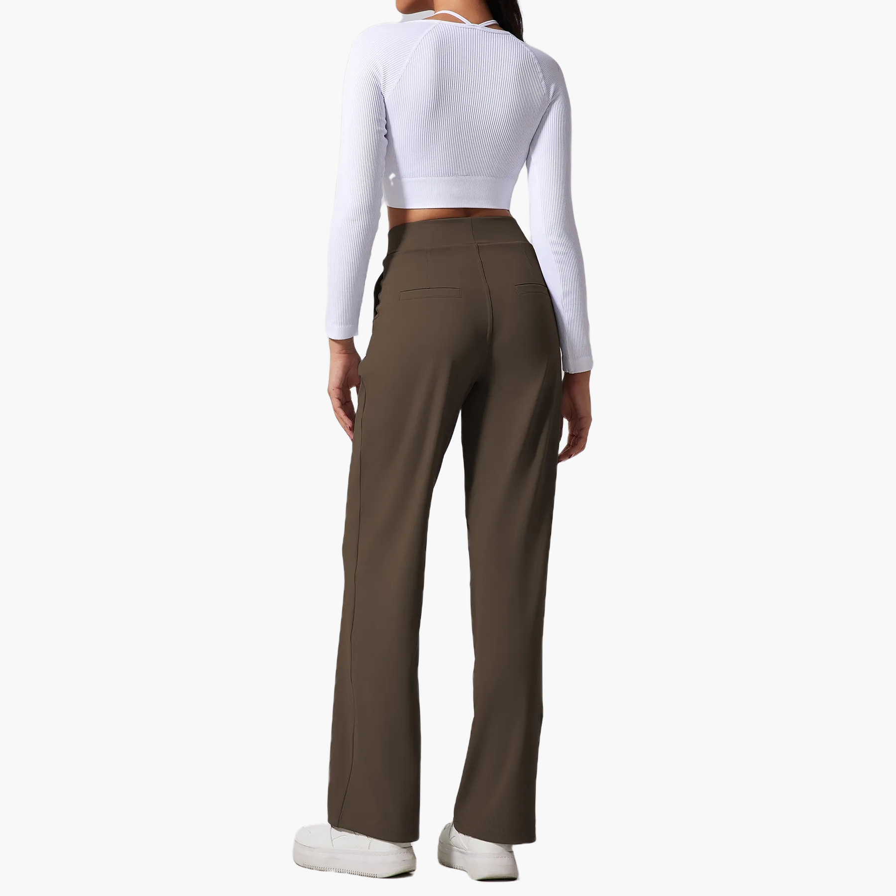 Taillierte High-Waist-Hose mit weitem Bein - Altes Geld