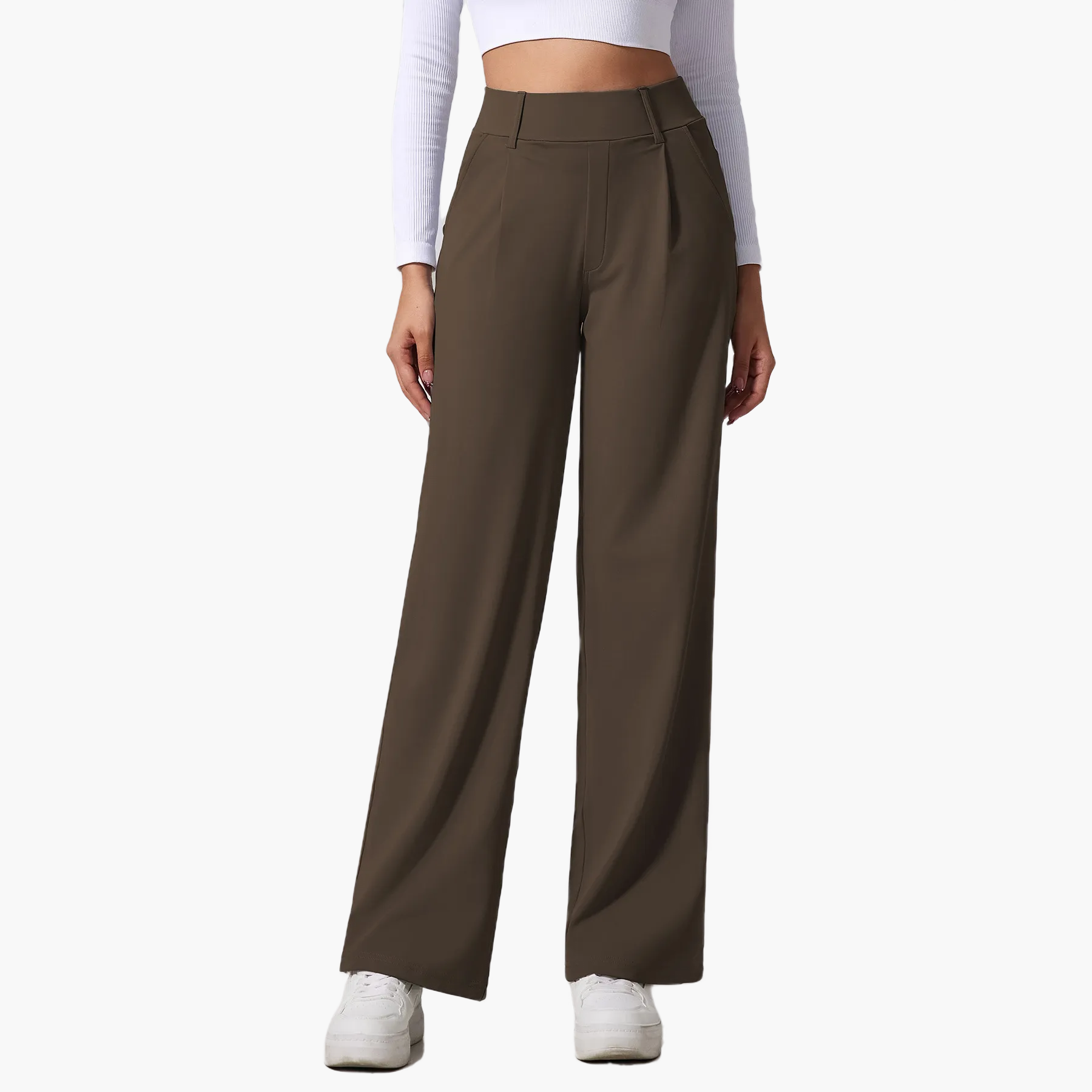 Taillierte High-Waist-Hose mit weitem Bein - Altes Geld