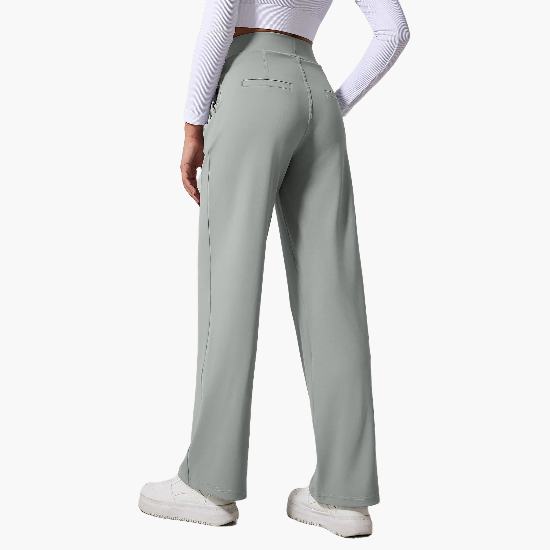Taillierte High-Waist-Hose mit weitem Bein - Altes Geld